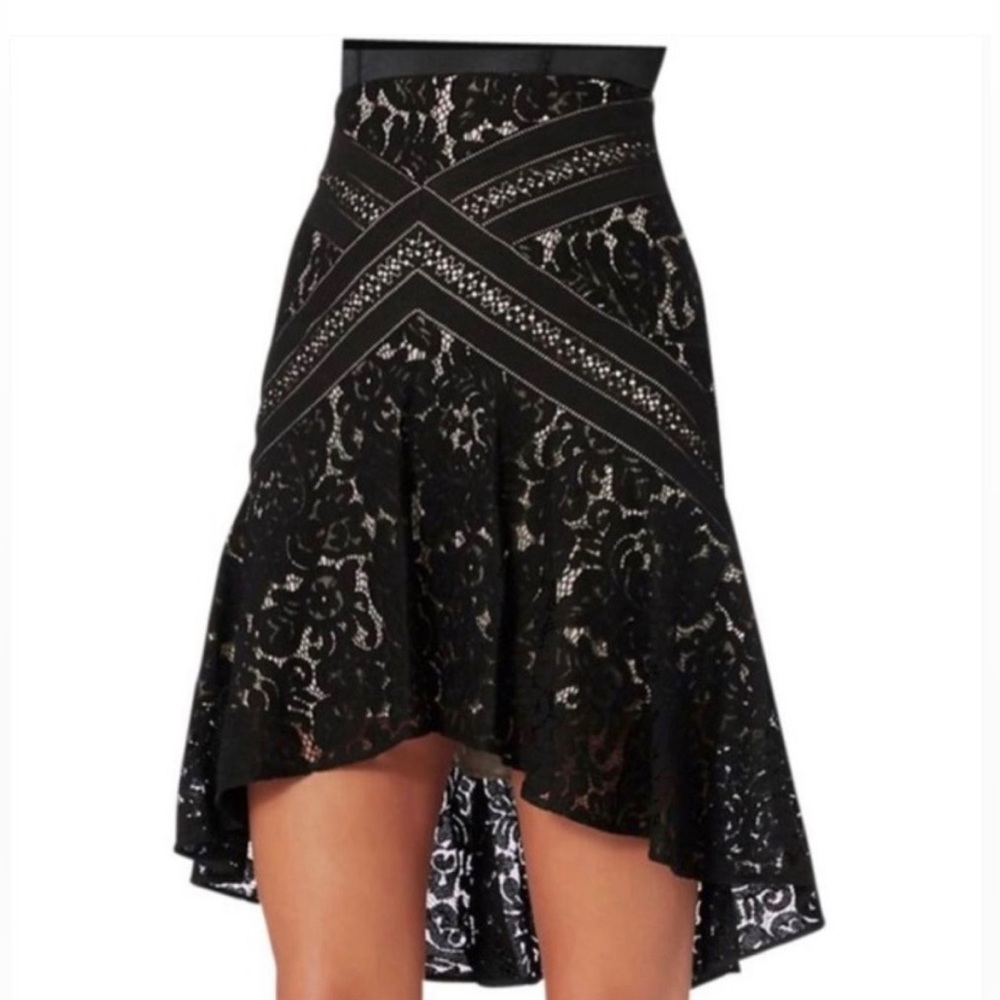 Black Lace High-Low Skirt - Elegant Women's Skirt